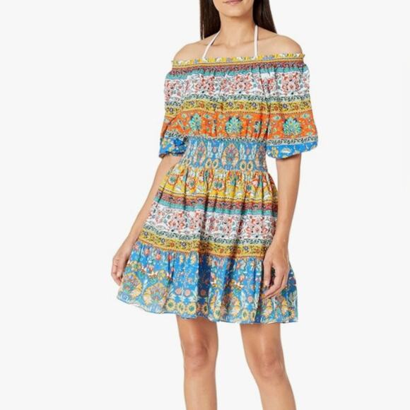 Shoshanna Solstice Cotton Off-Shoulder Mini Dress, size XS - Picture 1 of 11